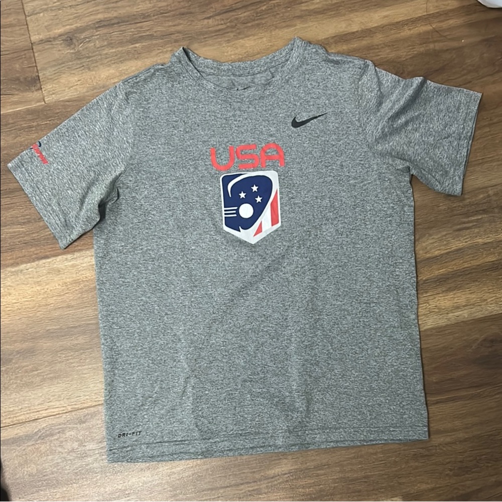 Nike USA Lacrosse Gray Short Sleeve Tee